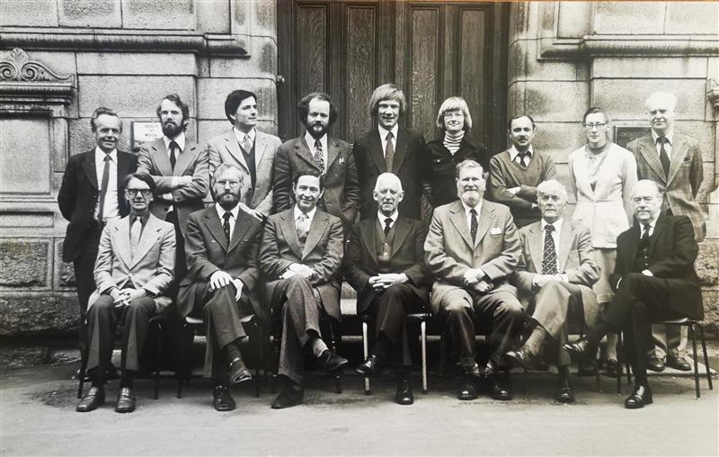 Chemistry Faculty 1970s. Brian sits 2nd from Left in the front row