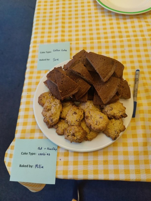 Coffee cake and Oat chocolate chip cookies made by Joe and Millie
