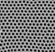 Picture of ordered array of cylindrical pores in polystyrene